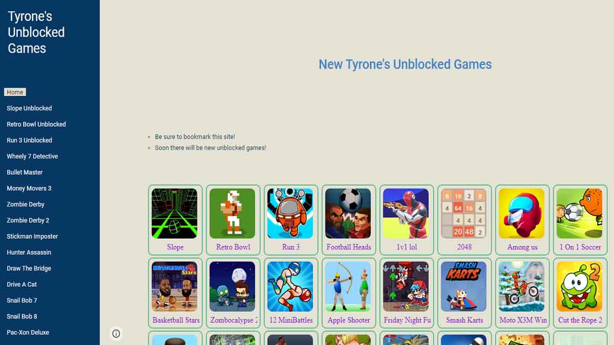 Tyrones Unblocked Games, New Games (Slope)